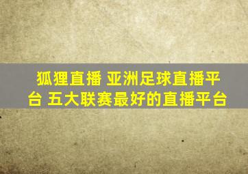 狐狸直播 亚洲足球直播平台 五大联赛最好的直播平台